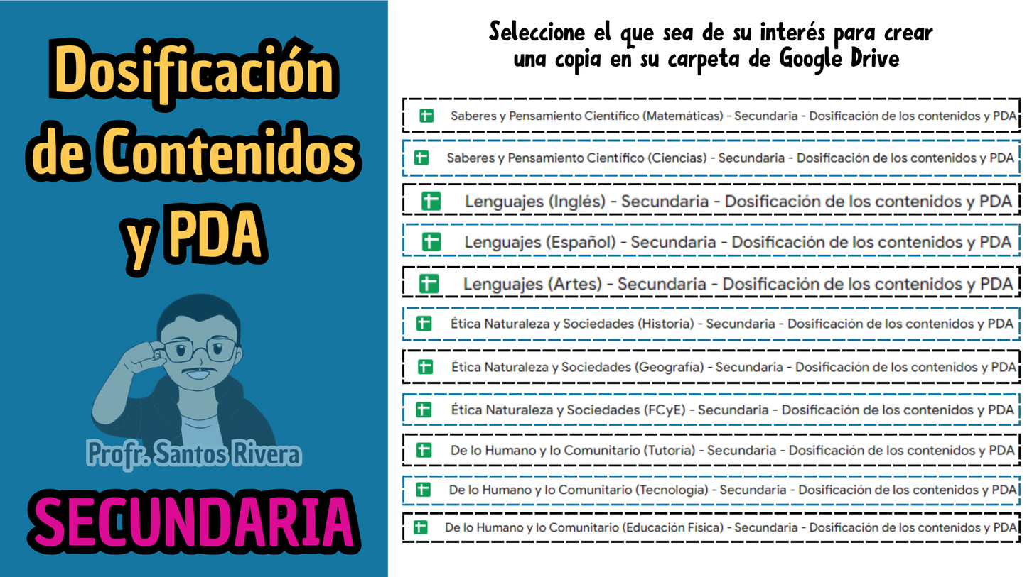 Dosificación de Contenidos y PDA en Secundaria